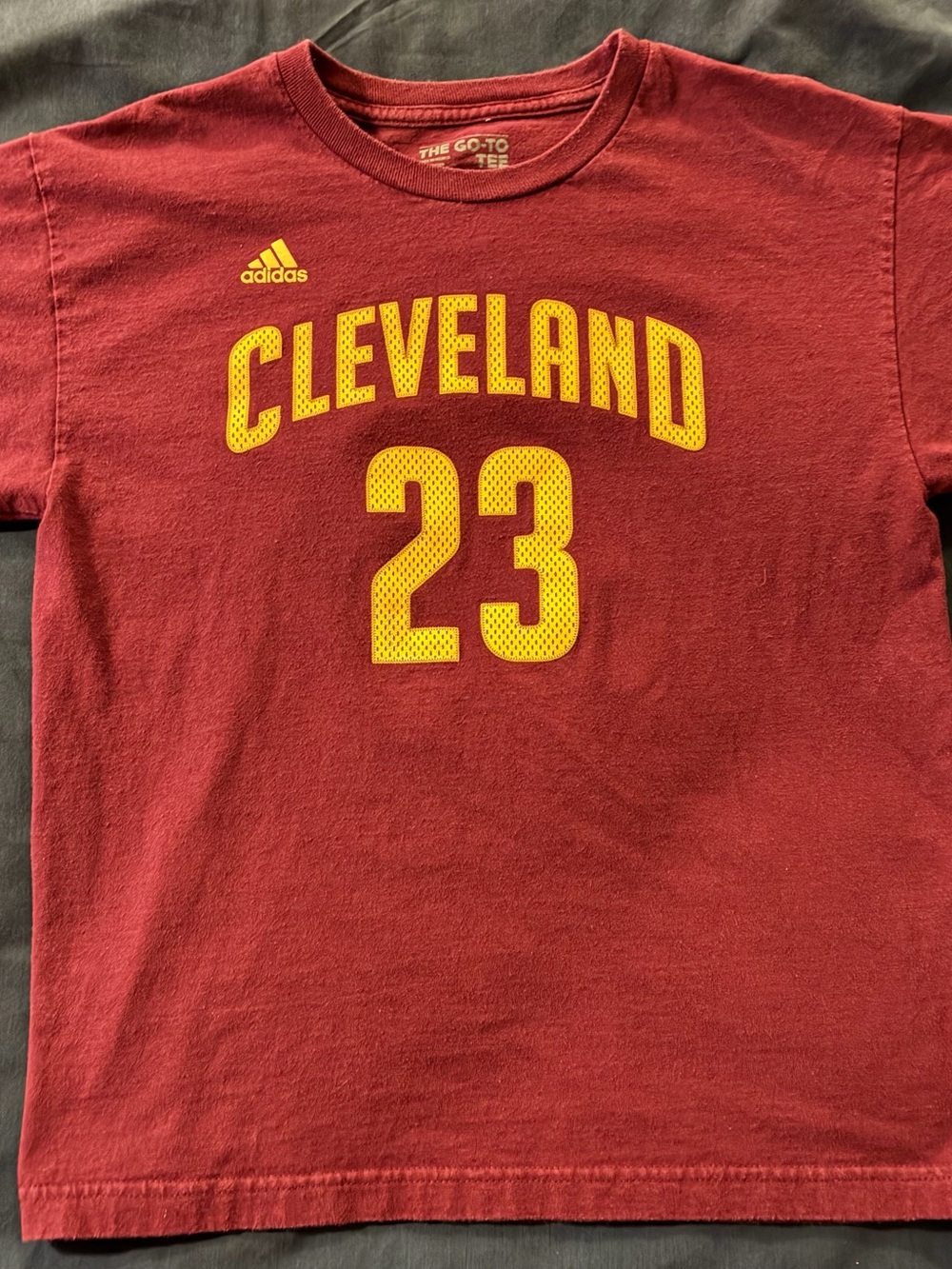 adidas Youth Maroon Tee with Yellow 'Cleveland 23' Graphic